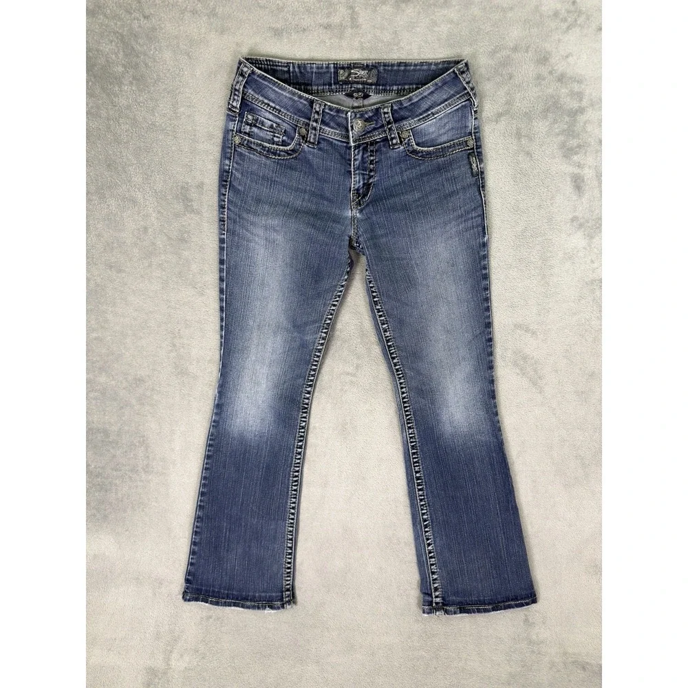 Silver Jeans Womens 28 Blue Medium Wash Denim Suki Low‎ Rise Bootcut Stretch